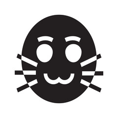 A solid silhouette of a cat head, ideal for a bold and sleek design with a focus on simplicity.