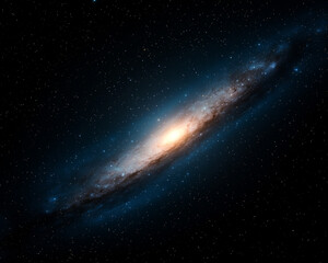 Obraz premium Mysterious space stars. spiral galaxy with glowing center and starry background