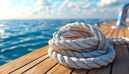 Fototapeta premium Ocean Rope on Boat Deck