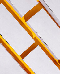 Colorful design on yellow and white slats showing modern art style