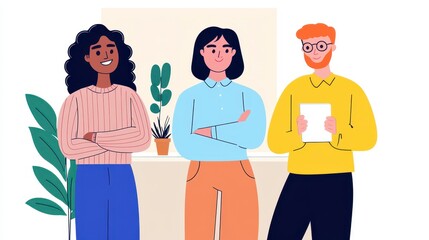 Obraz premium Diverse Team of Professionals in a Collaborative Workplace Setting
