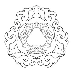 Abstract doodle ornament. Coloring page element.