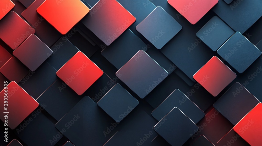 Aufkleber abstract background with red and dark gray squares.