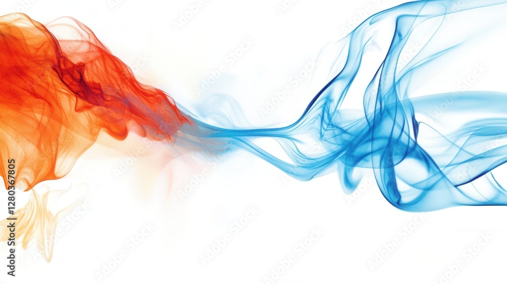 Poster abstract colorful smoke waves blending together in a serene environment, creating a calm atmosphere