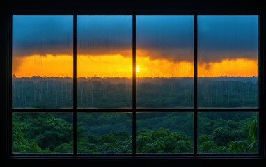 sunset window view 