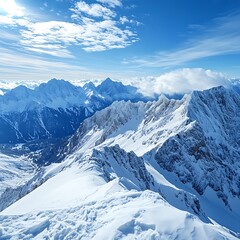 Snowy Alpine Peaks Panoramic View
