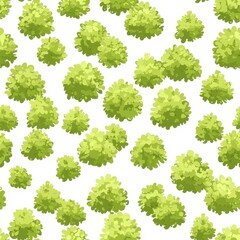 Flat style seamless pattern of moss, minimalist green, isolated on white background.