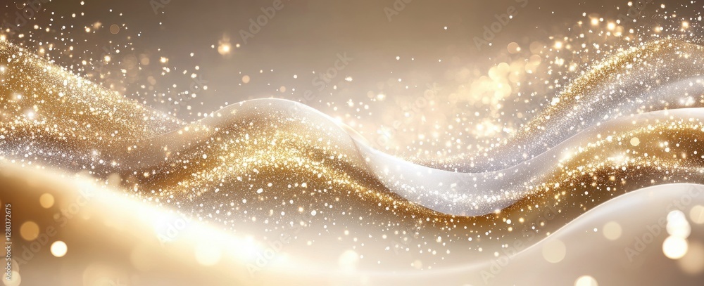 Poster elegant golden waves with sparkling light and soft textures creating a luxurious and dreamy backgrou