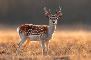Spotted Deer in Golden Field
