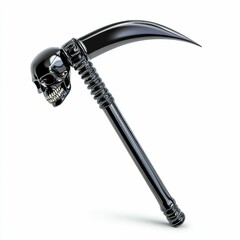 Gleaming Skull Headed Scythe Shiny Dark Death Reaper Tool Spooky Weapon Dark Ages Armament Fantasy Grim