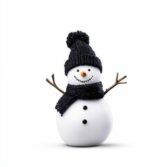 Festive Winter Snowman Illustration Wearing Knit Cap and Scarf with Stick Arms in Holiday Spirit
