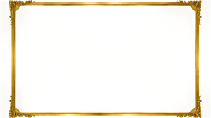 Rectangle vintage gold frame for web presentation, horizontal border in oriental style ,png with transparent background