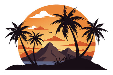 tropical beach with palm trees