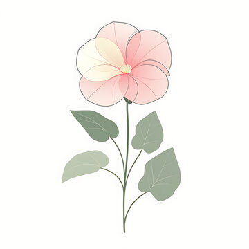 pink flower with green leaves clip art preview