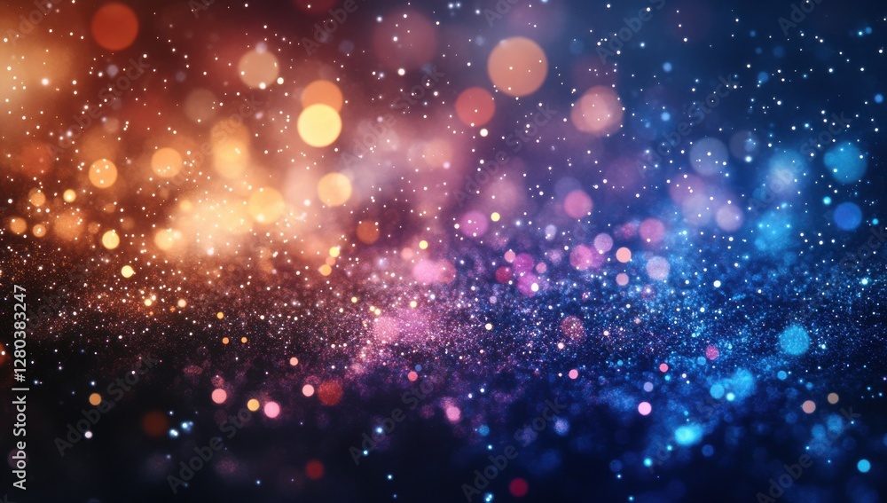 Poster ethereal background of colorful lights, sparkles and bokeh effect for creative projects and artistic