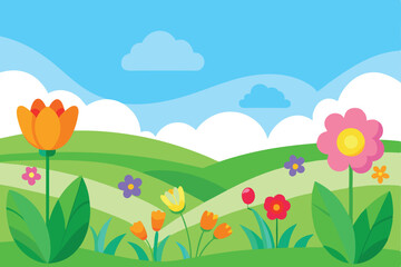 Fototapeta premium spring landscape with flowers