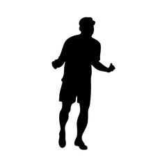 Football player kicking ball, isolated vector silhouette.