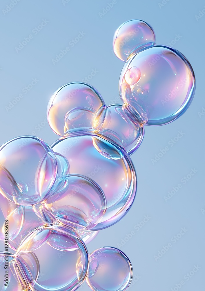 Poster abstract digital art piece that appears to be made up of multiple spheres of different sizes and sha