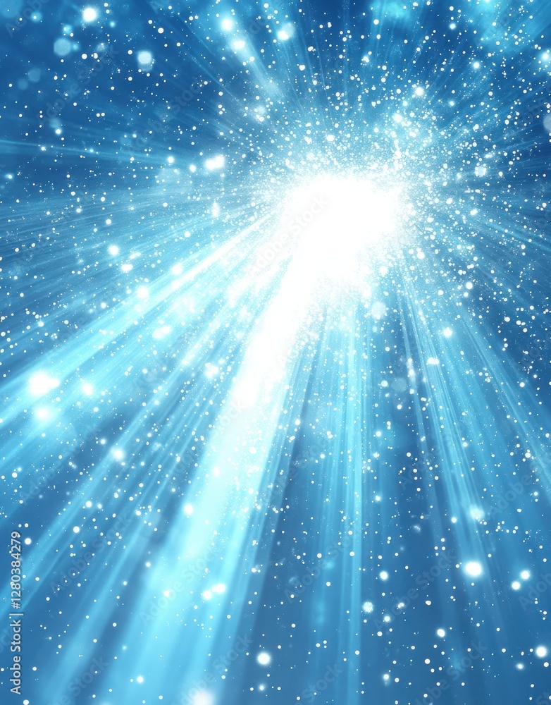 Aufkleber ethereal burst of light radiating through a starry blue background creating a mystical and dreamy at