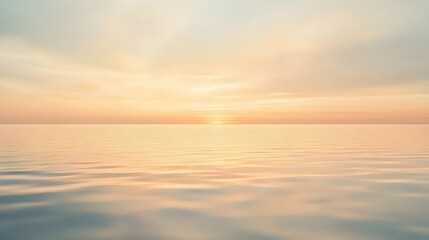 Obraz premium Tranquil seascape with a soft pastel sunset reflecting on calm ocean water. Serene and minimalistic nature background for design and print