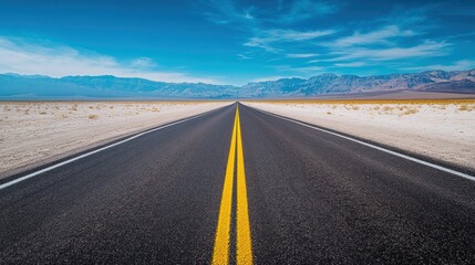 Expansive desert road journey death valley landscape photography open plains wide angle adventure exploration