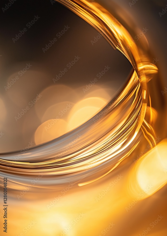 Poster abstract digital art piece that appears to be a close-up of a curved, golden-colored object. the obj