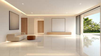 Fototapeta premium Spacious modern luxury interior room with minimalistic design