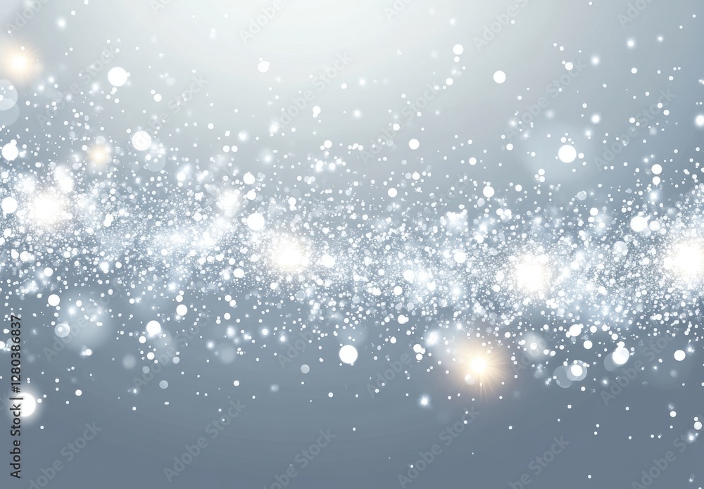 Poster ethereal silver background with soft light and glittering particles for use in elegant design projec