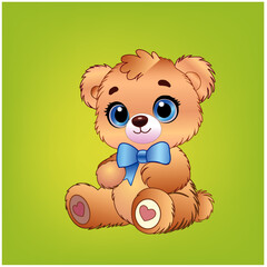 Teddy Bear In Green Background 