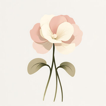 pink and white flower on stem clip art preview