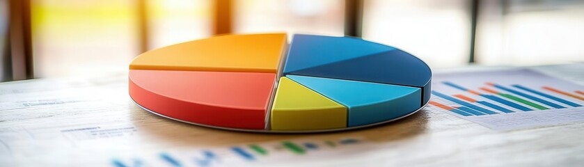 Fototapeta premium Consumer behavior pie chart flat design front view digital marketing trends water color vivid