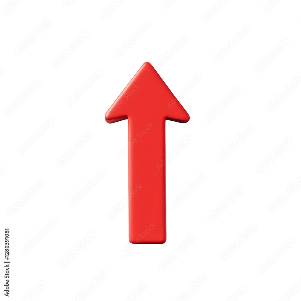 Poster red upward arrow symbol indicating direction and progress