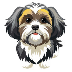 Fun and playful illustration of shih tzu dog with transparent background