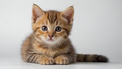 kitten on white background, cute cat isolated white 