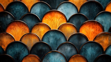 Abstract fish scale pattern wall, detailed texture, color gradient