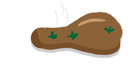 chicken leg with greens on a white background