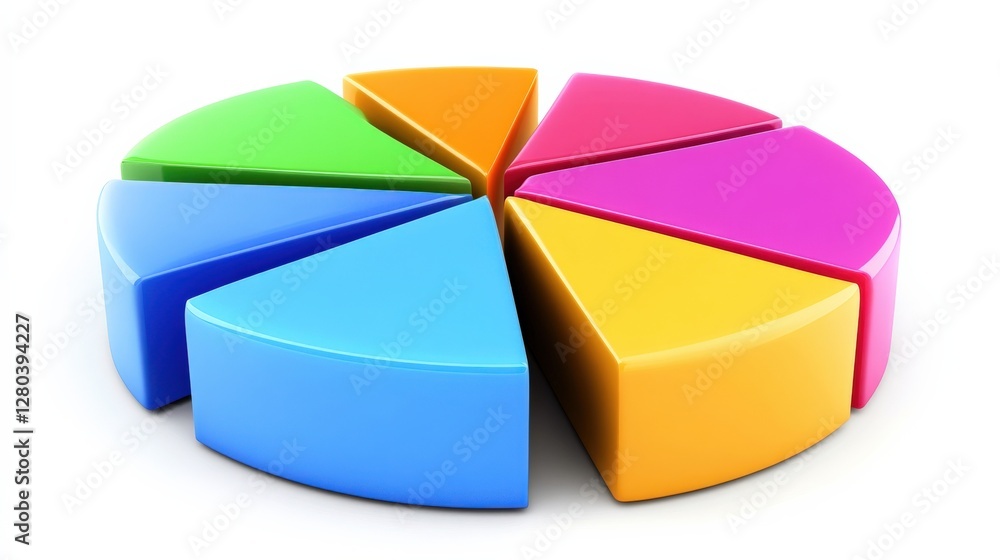 Poster colorful pie chart segments arranged in a circular layout on a white background, illustrating data r
