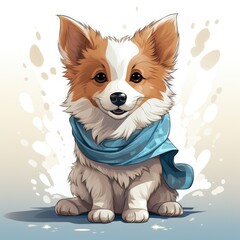 Cute and Fluffy Japanese Spitz Puppy Digital Artwork