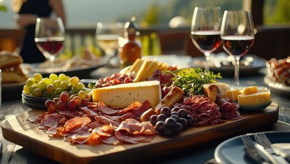 Outdoor wine & cheese platter party
