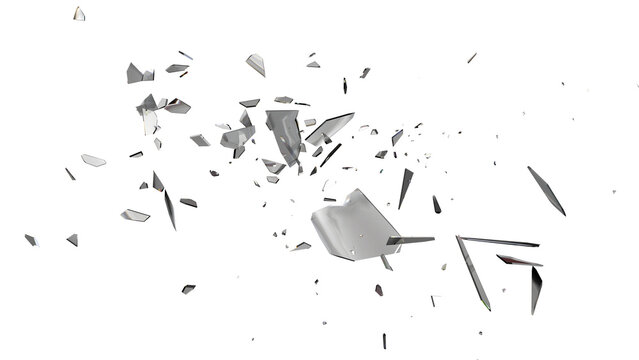 Shattered Glass Pieces on Transparent Background