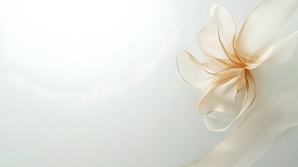 Delicate Beige Ribbon Forms Abstract Floral Design