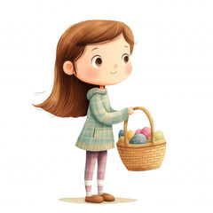 Cute Girl with Easter Basket Clipart- Religious Easter Cliparts 