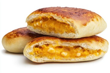 Freshly Baked Stuffed Bread with Cheesy Filling and Crispy Crust