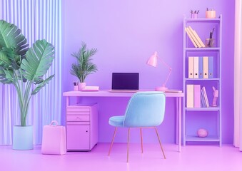 Pastel-toned modern workspace interior