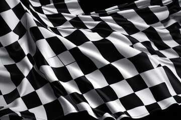 Obraz premium Checkered flag waving on a black background representing racing and victory