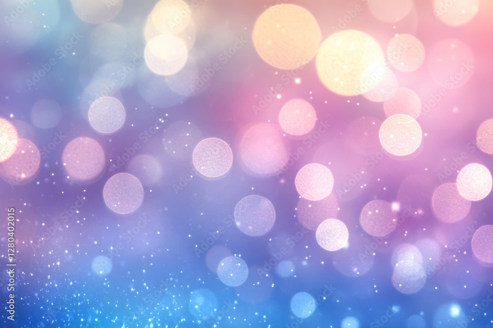 Poster abstract pastel bokeh background with glowing lights and sparkles.