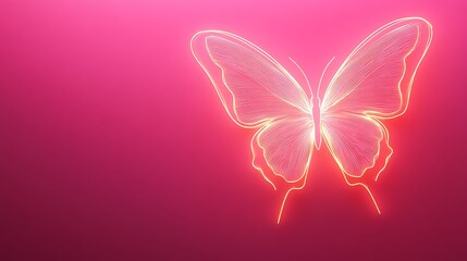 Fototapeta premium Neon Butterfly Design on Pink Background