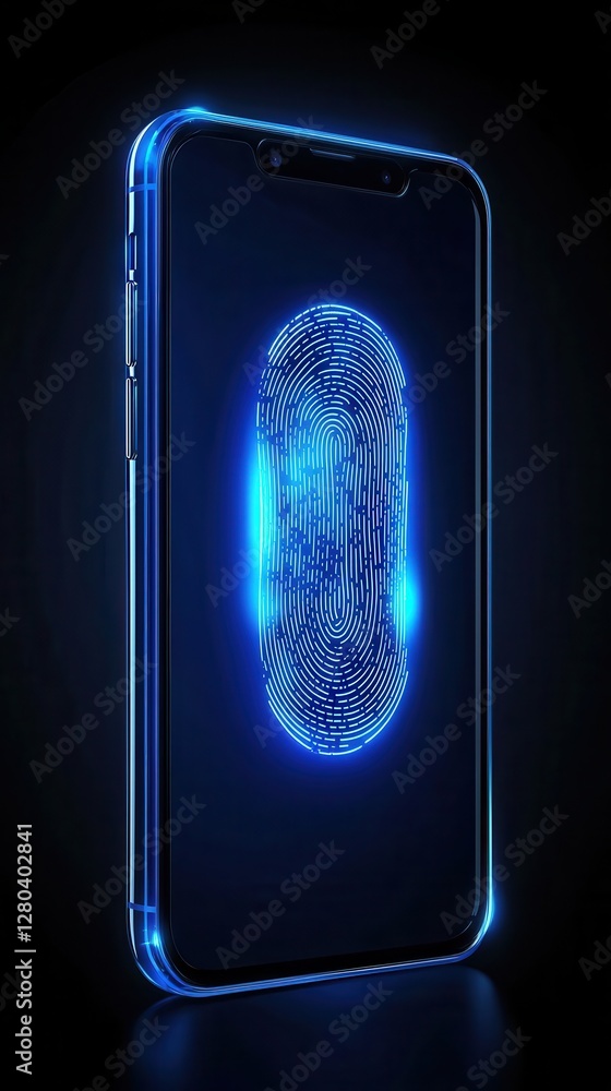 Poster dark setting for an innovative smartphone biometric fingerprint technology unleashed