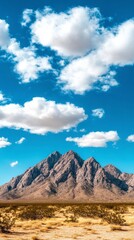 Naklejka premium Majestic Desert Mountain Peak Under a Blue Sky