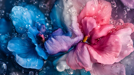 Abstract Photo - Vibrant Flowers Submerged in Water with Bubbles